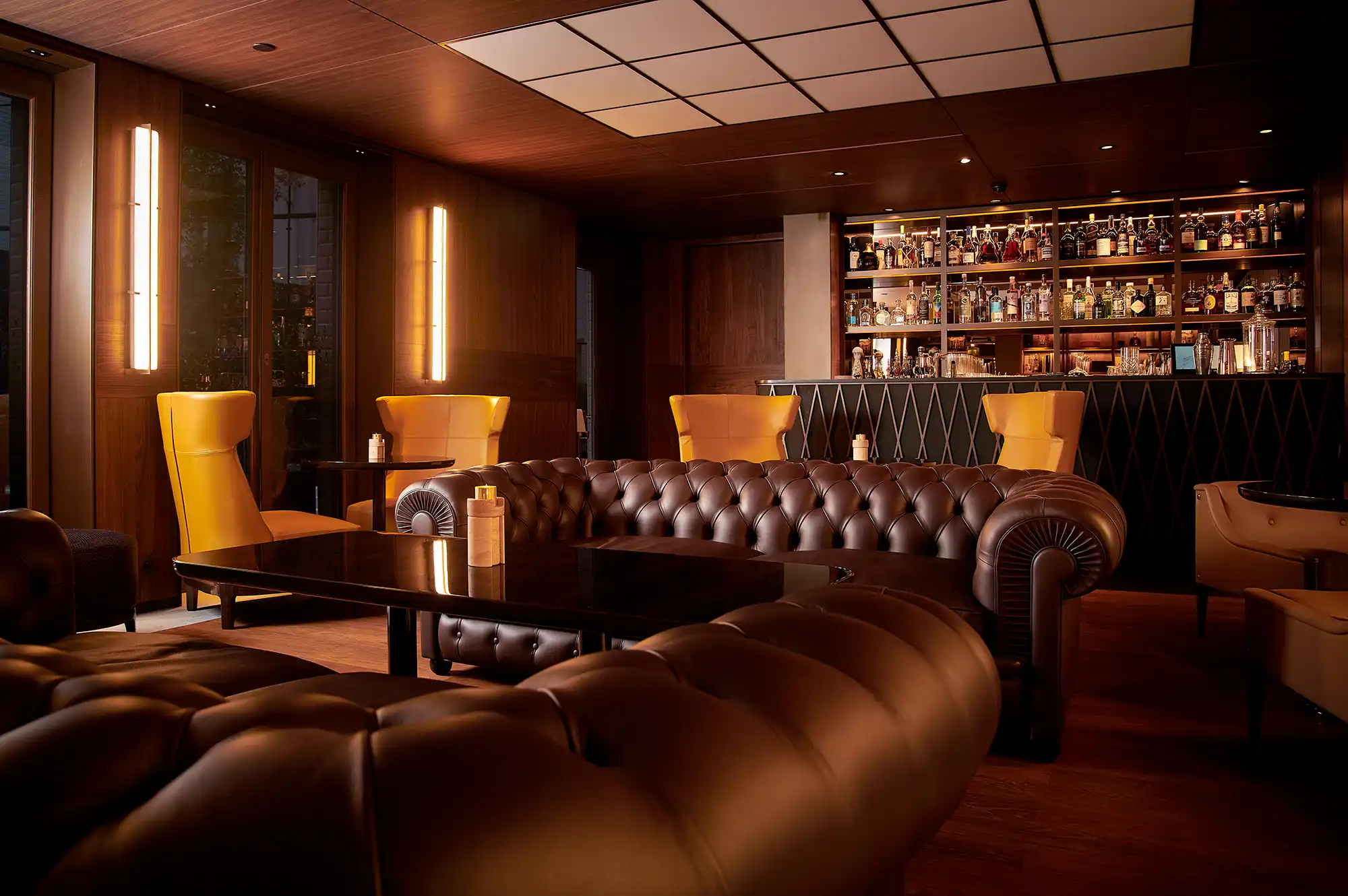 The stylish and contemporary interior of Bar Josephine at the Mandarin Oriental Lutetia.