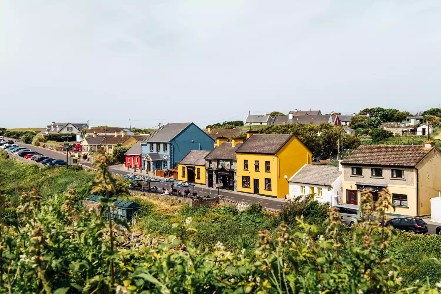 Quaint and colorful traditional houses in the village of Doolin.