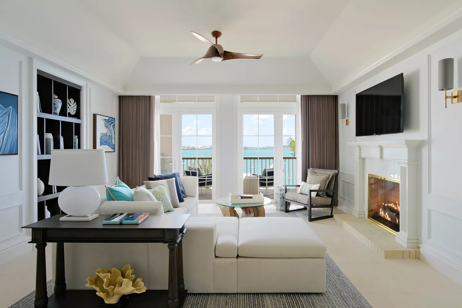 Sophisticated guest suite interior at Rosewood Bermuda with neutral tones and elegant furnishings.
