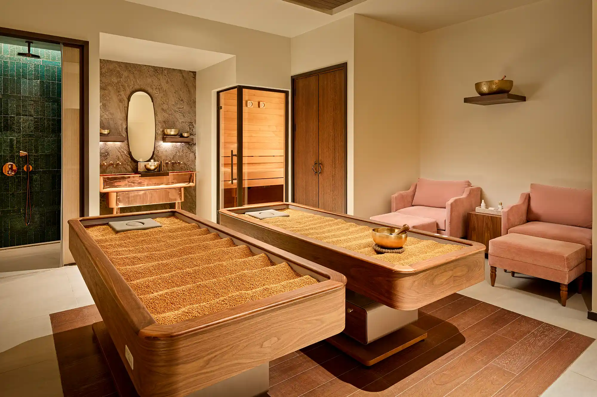 A clean and modern spa treatment room at Aliée Istanbul equipped for biohacking and massage therapies.