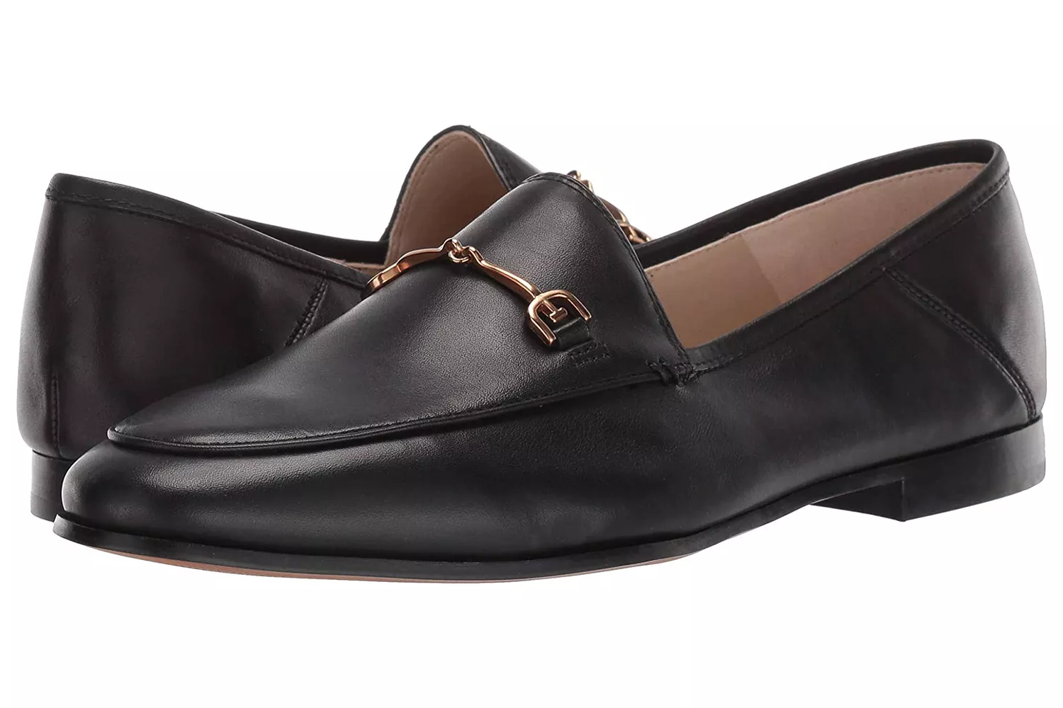 Classic leather horsebit loafers in black.