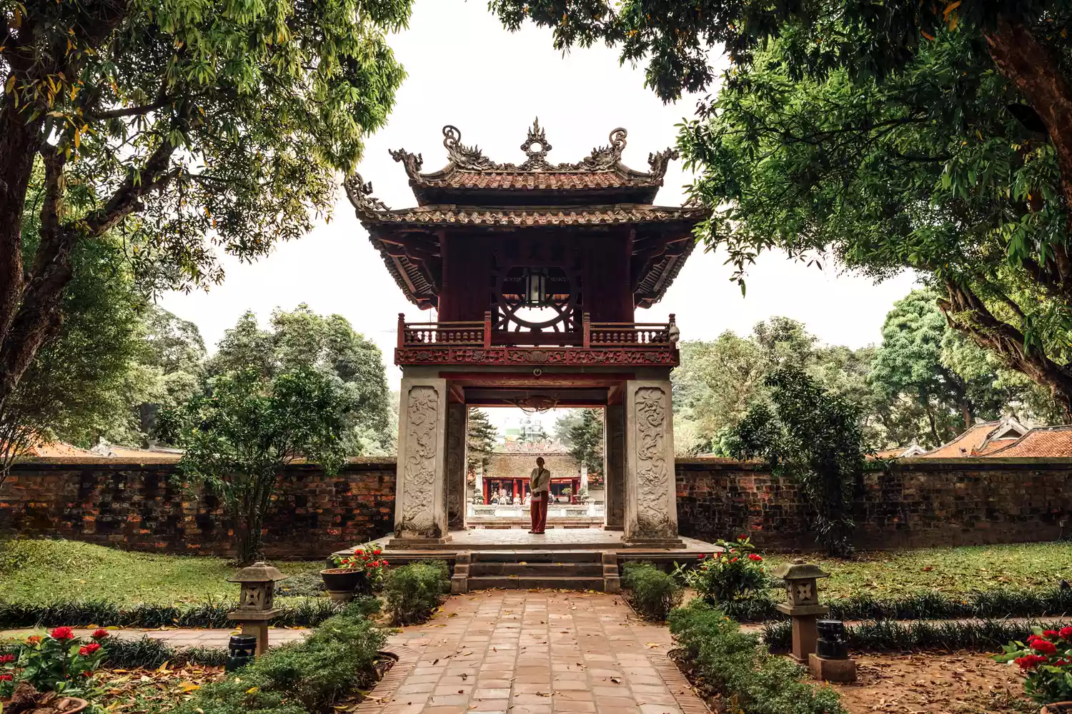 A traditional temple building in Hanoi, Vietnam.